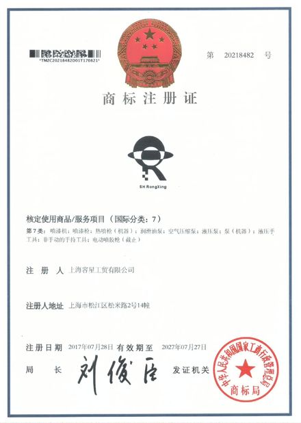 Chiny Shanghai Rong Xing Industry &amp; Trade Co. Ltd. Certyfikaty